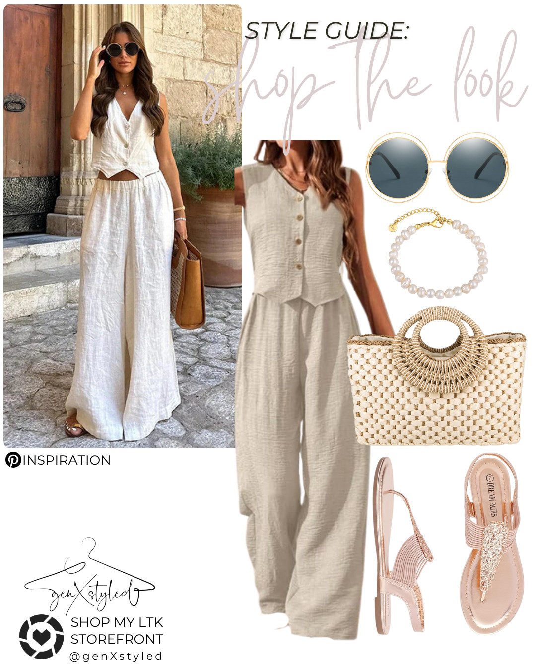 Summer style inspo straight from Pinterest! Loving this breezy neutral two-piece set paired with chic accessories! Perfect for those sun-drenched days.

#SummerOOTD #PinterestInspired #UGC #ugccreator #StyleInspo #NeutralStyle #ChicSummerLook #genXstyled #LTKfashion #ShopMyLTK #SummerStyleGuide #EffortlessStyle #WomensSummerFashion 

 #LTKSummerEdit #LTKFindsUnder50 #LTKStyleTip