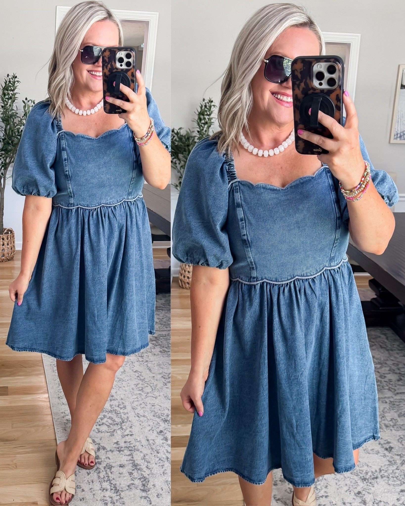 This denim mini dress is such a fun twist on a classic. The structured denim gives it a polished feel, while the puff sleeves add a feminine detail that makes it feel a little more special than your everyday dress. It’s an easy one piece outfit for brunch, shopping days, or summer plans.

denim mini dress, puff sleeve dress, summer dress, casual chic outfit, denim outfit, everyday style, brunch outfit, weekend fashion, lightweight dress, lovelylifestyling

#LTKootd #LTKSeasonal #LTKmomlife