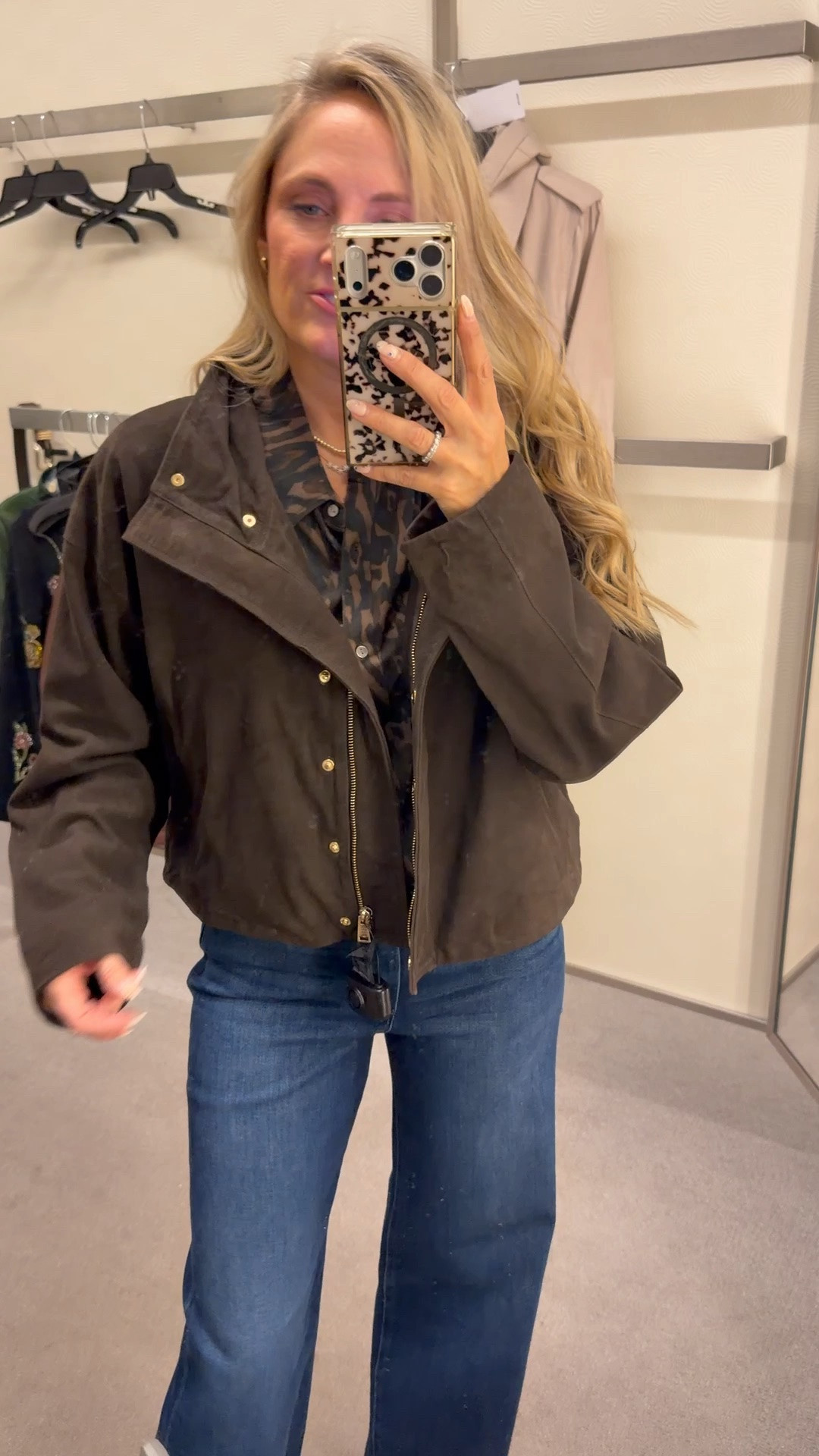 Nsale splurge jacket!! I love it!!!!! Gorgeous chocolate brown jacket with gold accents and I also love this top

#LTKootd #LTKOver40 #LTKSaleAlert