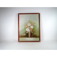 Vintage Floral Painting On Canvas Framed Still-Life Original Signed Artwork Oil Flower | Etsy (US)