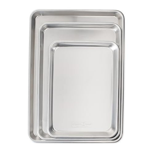 Nordic Ware Naturals 3 Piece Set - USA Made Aluminum Commercial Quality Sheet Pan for Baking or Roasting, Encapsulated Galvanized Steel Rim Prevents Warping; Half Sheet, Jelly Roll and Quarter Sheet | Amazon (US)