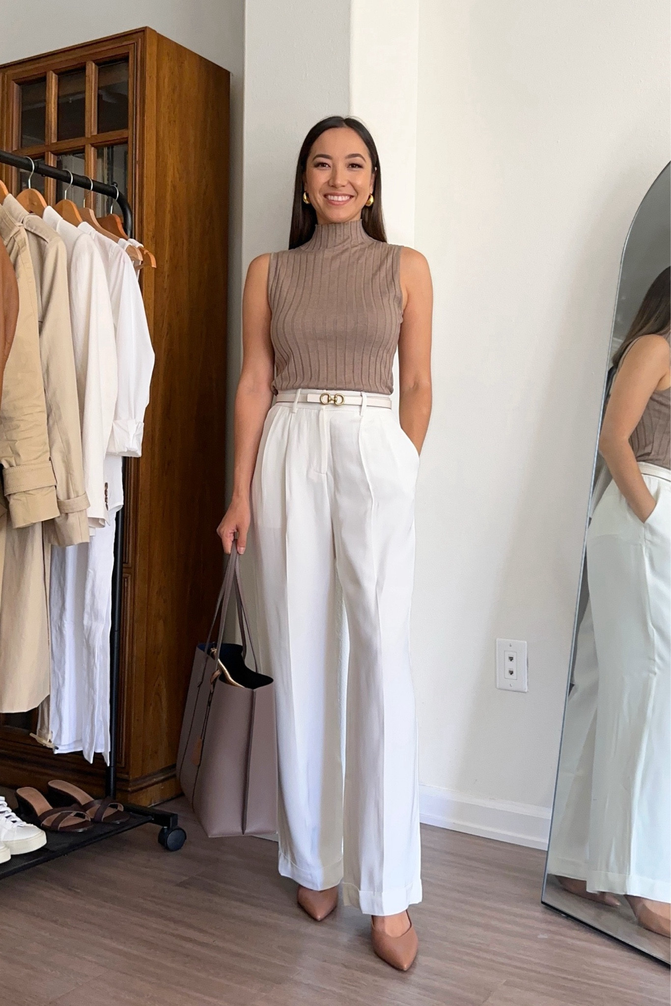 Elegant/ neutral workwear outfit from LilySilk 

• wide leg work trousers - linked to similar recs (aritzia pants are the most similar to these LilySilk ones) 
• naturalizer heels - old/sold out, linked to similar style 
• top - xs 
• edited pieces mini belt - xs 

You can use my code JAZZ12 for 12% off LILYSILK

Business casual / summer to fall workwear outfits / wide leg pants / leather tote / low work heels 

#LTKWorkwear #LTKStyleTip