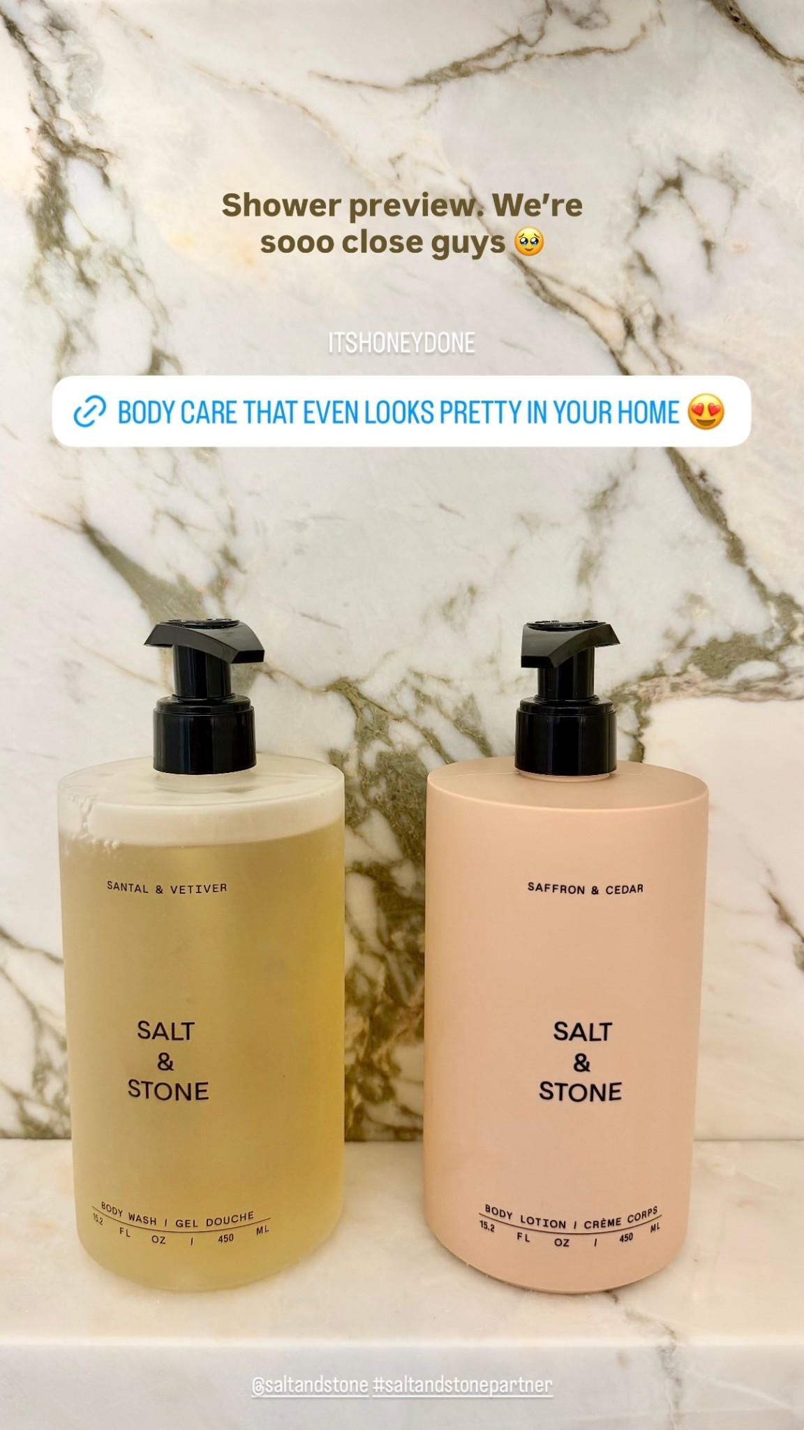 @saltandstone #saltandstonepartner  ITSHONEYDONE Shower preview. We’re sooo close guys 🥹