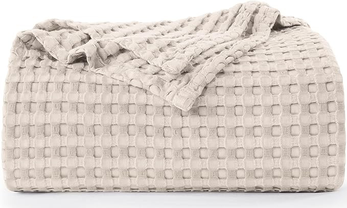 Utopia Bedding Cotton Waffle Blanket 300 GSM (Khaki - 90x72 Inches) Soft Lightweight Breathable B... | Amazon (US)