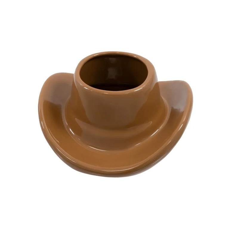 Mainstays 6.8" x 7.1" x 3.2" Round Brown Ceramic Cowboy Hat Planter | Walmart (US)