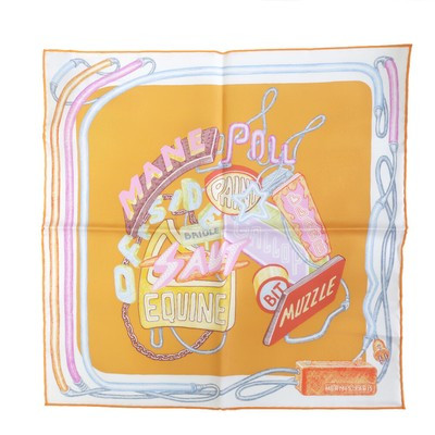 Hermes Carres45 Gavroche Scarf Chevaloscope Neon Orange Petit Carre _38236  | eBay | eBay US