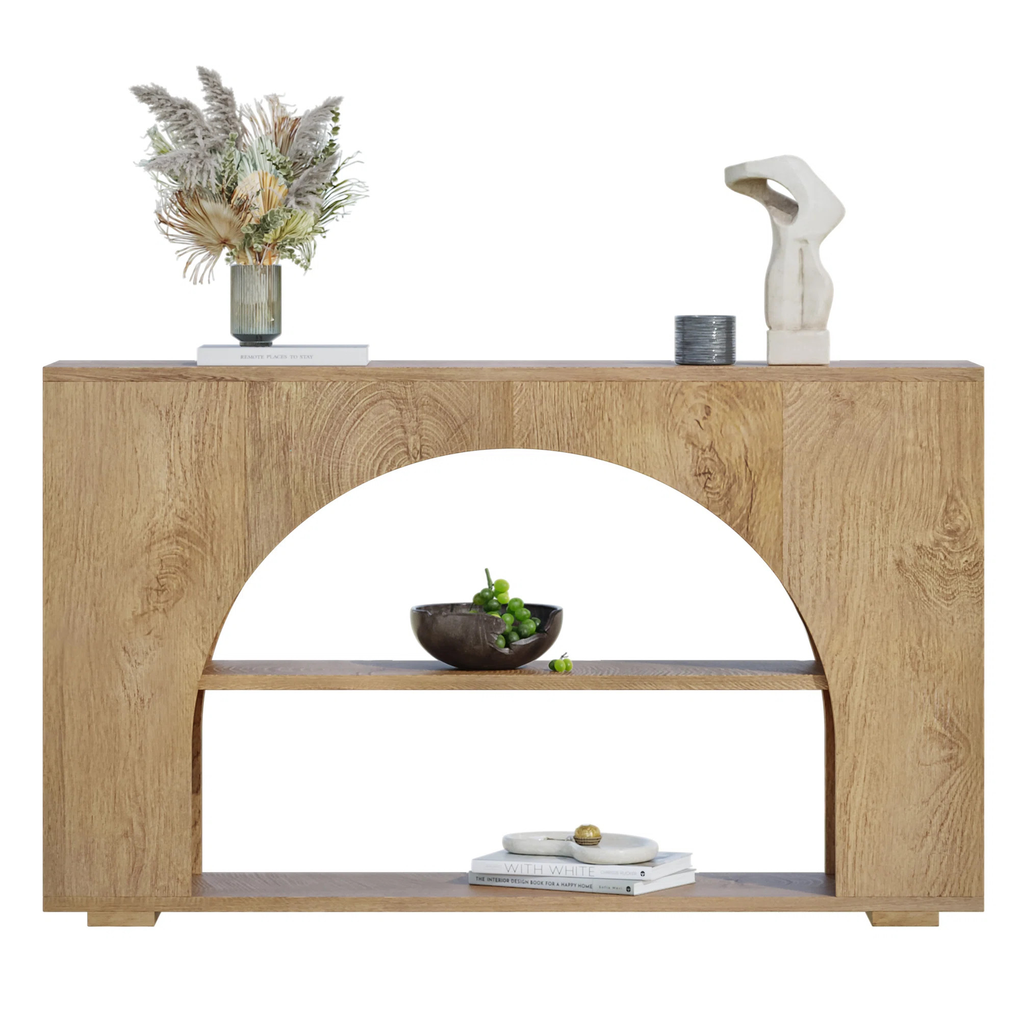 55" Console Table, 3-Tier Farmhouse Wooden Sofa Entryway Table For Hallway, Living Room, Foyer | Wayfair North America