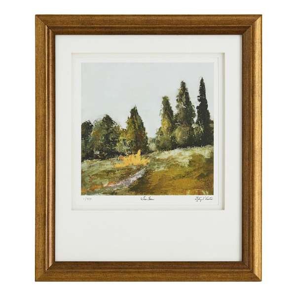 Limited Edition Glass Framed Trees on a Hill Wide Matted Wall Art, 17x20 | At Home