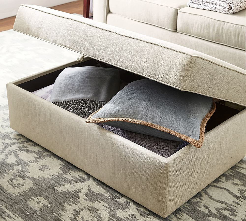 Buchanan Upholstered Cocktail Storage Ottoman | Pottery Barn (US)
