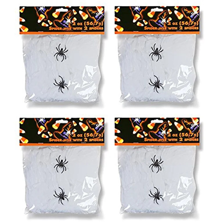 Family Holiday Halloween Webs, Webbing,Cobwebs & Spiderweb with Spiders Decorations (Pack of 4) -... | Walmart (US)