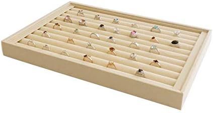 Large Beige Velvet Stackable Jewelry Display Tray Premium Grade Organizer Multi Layer Ring Earrin... | Amazon (US)