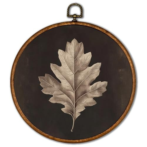 KSDUT Fall Wall Decor Art - Retro Autumn Maple Leaf Wall Art Canvas Frame Hanging Prints, Rustic Vintage Flower Fall Round Wall Art Decor for Bedroom Home Farmhouse Decorations 10"x10" | Amazon (US)