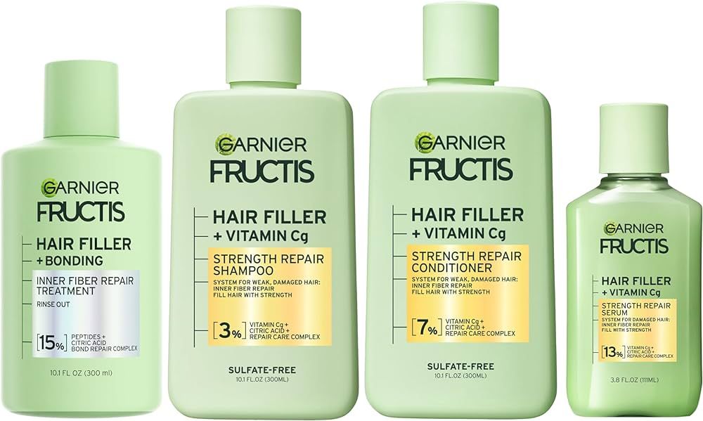 Garnier Fructis Hair Filler Bonding Pre-Shampoo + Strength Repair Shampoo, Conditioner and Serum ... | Amazon (US)