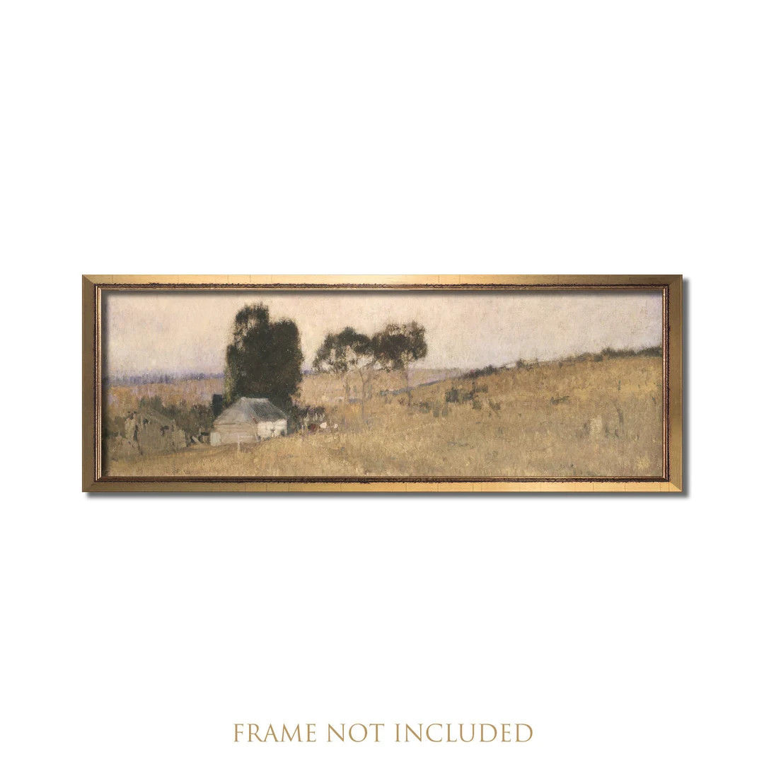 Long landscape painting, Panoramic wall art, Vintage landscape canvas print, Farmhouse decor, Cou... | Etsy (US)