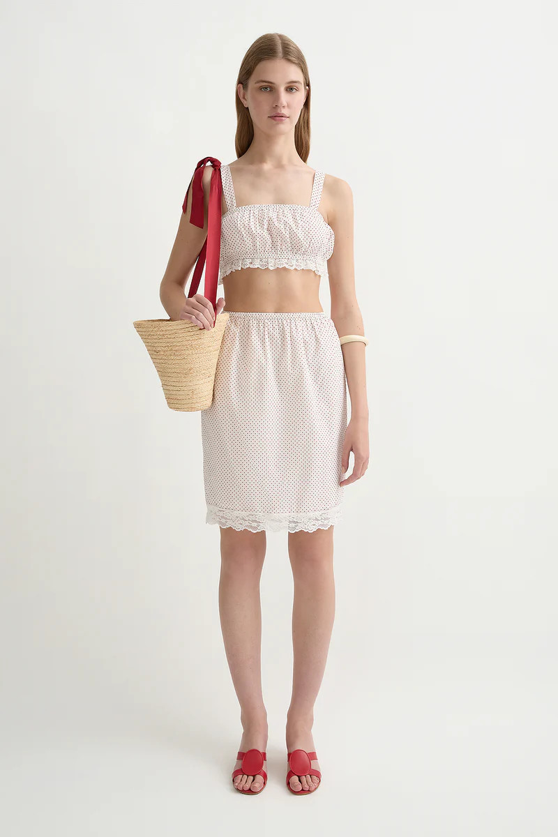MARLOWE SKIRT - CREAM & RED POLKA DOT | POSSE (Australia & New Zealand)