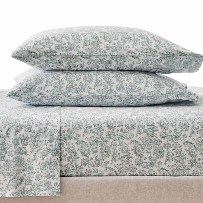 Better Homes & Gardens 400 Thread Count Performance Hygro Cotton Sheet Set, Paisley Taupe , Full | Walmart (US)