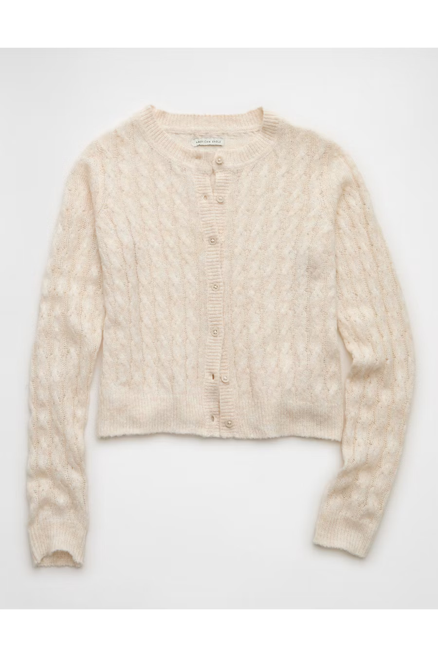 AE Whoa So Soft Button-Front Cardigan Women's Cream XXS | American Eagle Outfitters (US & CA)