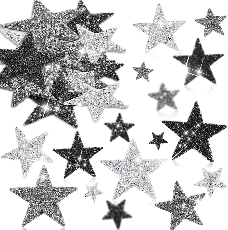 Geosar 60 Pcs Iron on Star Patches Star Shape Rhinestone Appliques Adhesive Glitter Star Patches ... | Amazon (US)