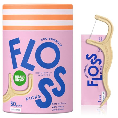 Individually Wrapped Dental Floss Picks (50ct) - Eco-Friendly Straw Wheat Flosser Handle & Packaging | Great For Travel | PFA Free | Toothpick Stick Soft On Gums & Teeth | Vegan Zero Waste, Unflavored | Amazon (US)