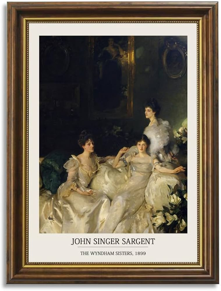 LARAGE Vintage Framed Canvas Wall Art, Classical Painting The Wyndham Sisters Canvas Prints Home ... | Amazon (US)