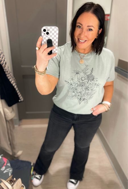 Graphic tee haul at Target!  Loving this kindness one. Wearing an xxl in mine. Runs small on me. This one came home with me too!  Size 14 jeans. Linked similar style by the same brand  

#LTKSeasonal #LTKfindsunder50 #LTKmidsize