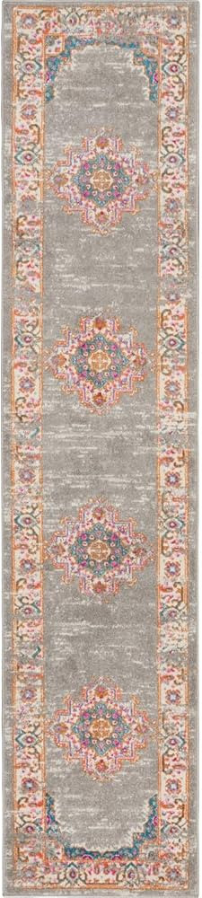 Nourison Passion Grey 2'2" x 10' Area Rug, Boho, Traditional, Easy Cleaning, Non Shedding, Bed Ro... | Amazon (US)
