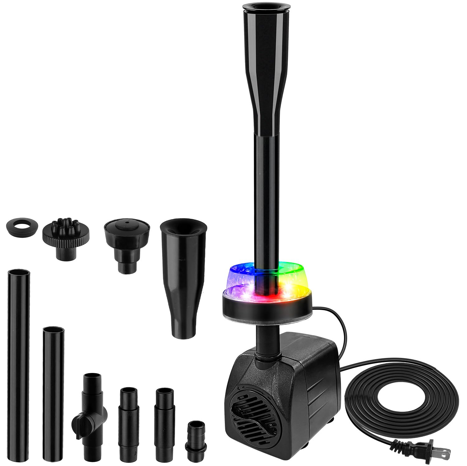 15W 800L/H Submersible Pond Fountain Pump with LED Lights, Ultra Quiet Water Pump, Pond Fountain ... | Amazon (US)