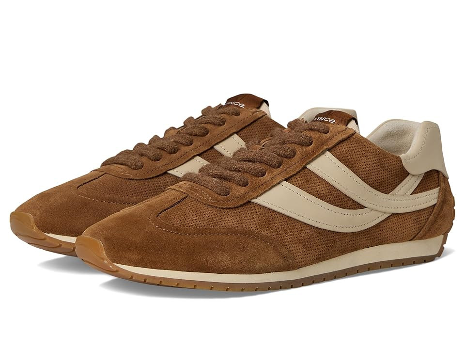 Vince Oasis Runner Lace-Up Sneakers Women's Shoes Brown Suede/White Leather : 5.5 M | Zappos