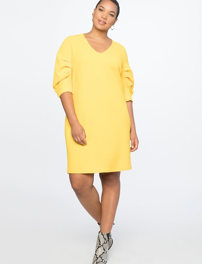 Pleated Sleeve Easy Dress | Women's Plus Size Dresses | ELOQUII | Eloquii