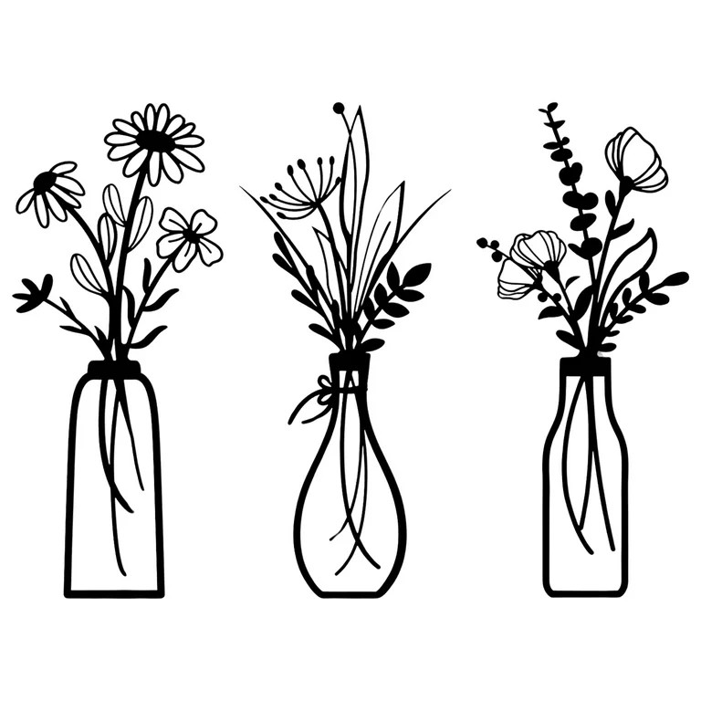 3 Pieces Metal Flowers Wall Arts -Rustic Farmhouse Decor Black Minimalist Flowers Hanging Decor  ... | Walmart (US)