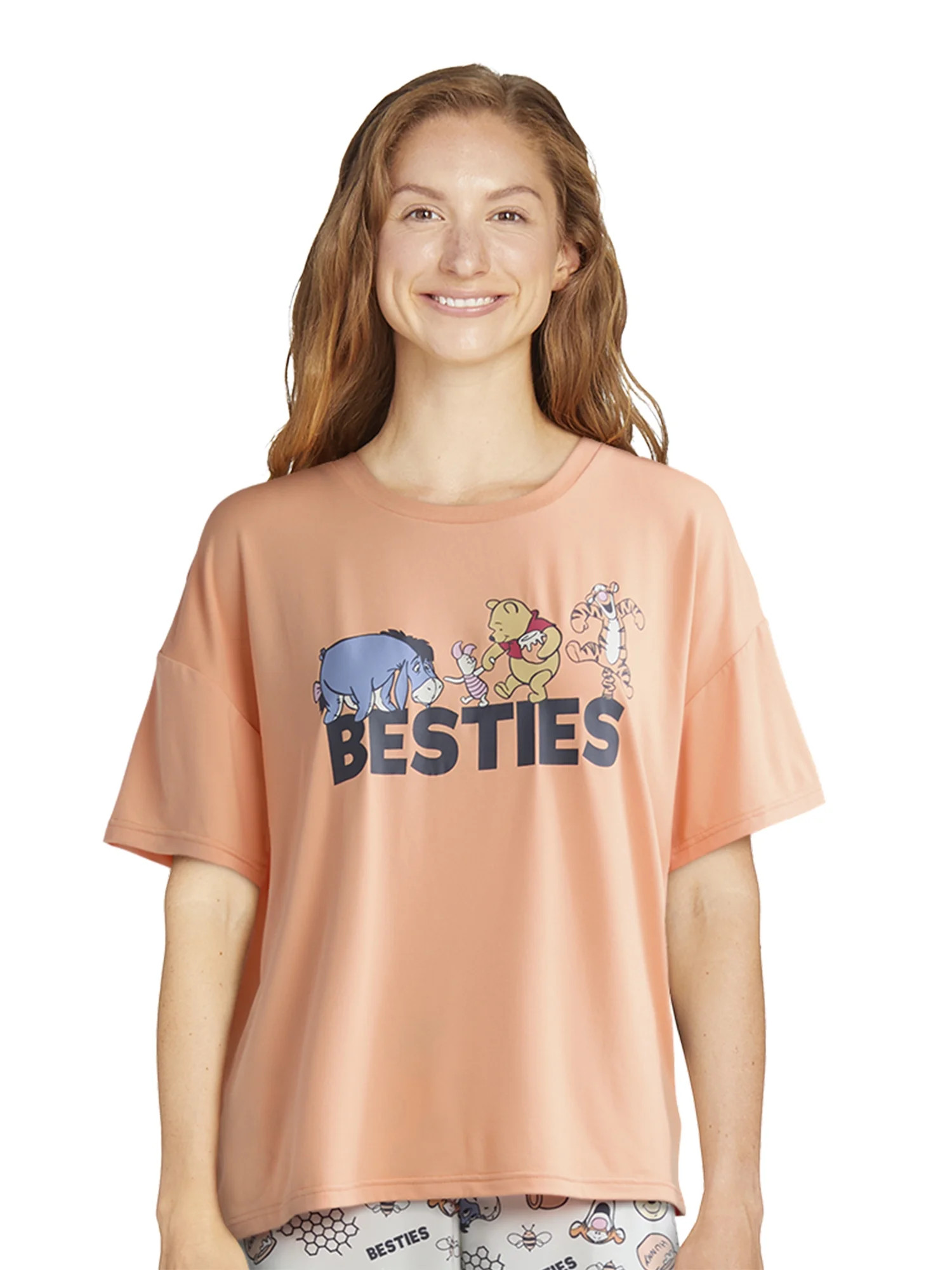 Winnie the Pooh Women's and Women\u2019s Plus Oversized Tee and Pants Pajama Set, 2-Piece, Sizes ... | Walmart (US)