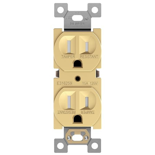 ENERLITES Elite Series Duplex Receptacle, Residential Grade Wall Outlet, Duplex Electrical Outlet, Self-Grounding, 3-Wire, 2-Pole, 15A 125V, UL Listed, 61580-GD, Gold | Amazon (US)
