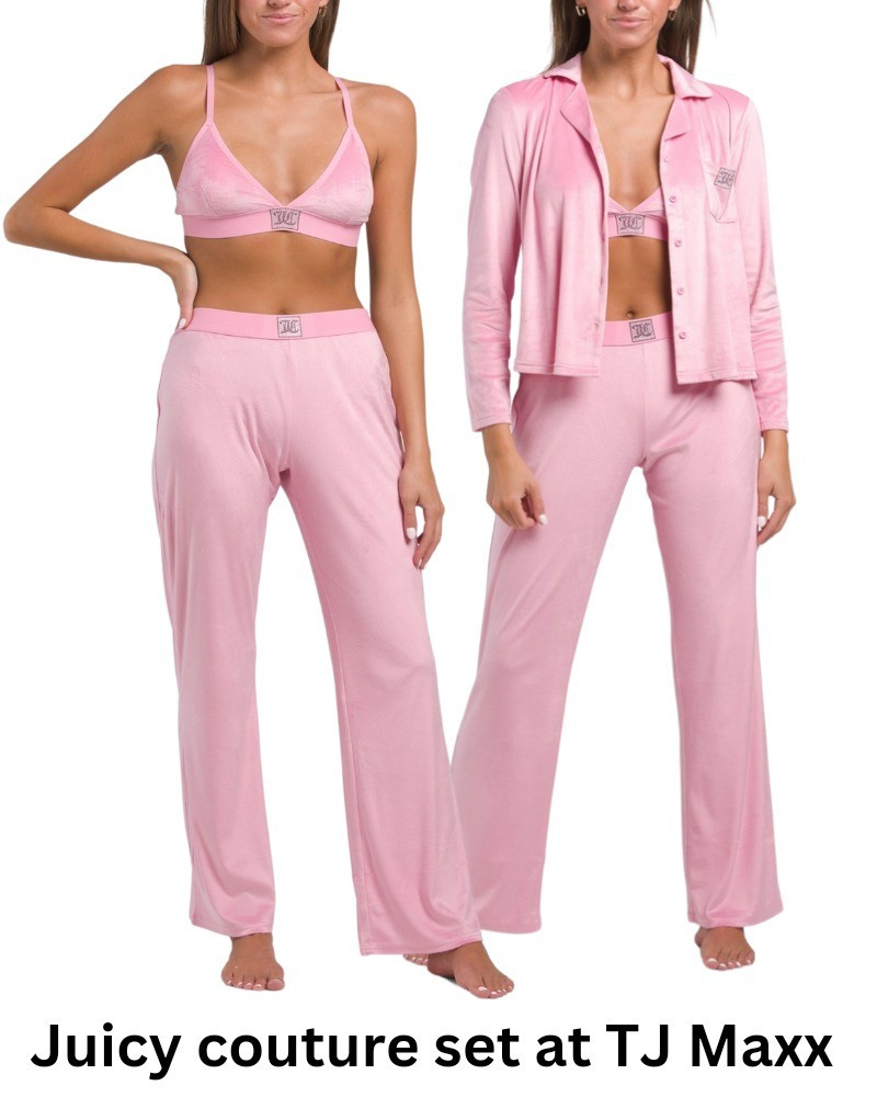 This three-piece pink valor Juicy Couture set is so cute, pajamas, sleepwear, bra, pants, blouse. 

#LTKSaleAlert #LTKFindsUnder50 #LTKStyleTip