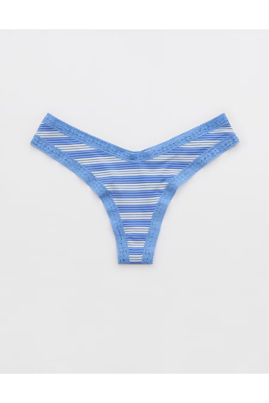 SMOOTHEZ Microfiber Lace Thong Underwear Women's Laundry Blue S | Aerie