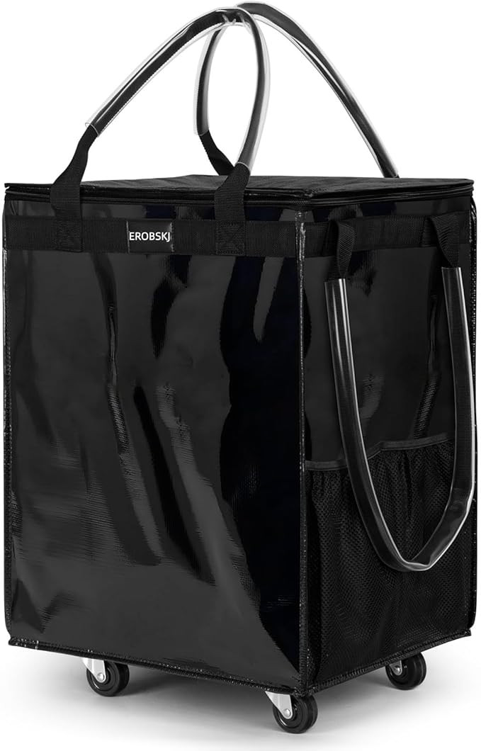 (Medium,Black) Reusable Grocery Bag on Wheels, 70L Foldable Rolling Tote, Carries Up to 66 lbs Sh... | Amazon (US)
