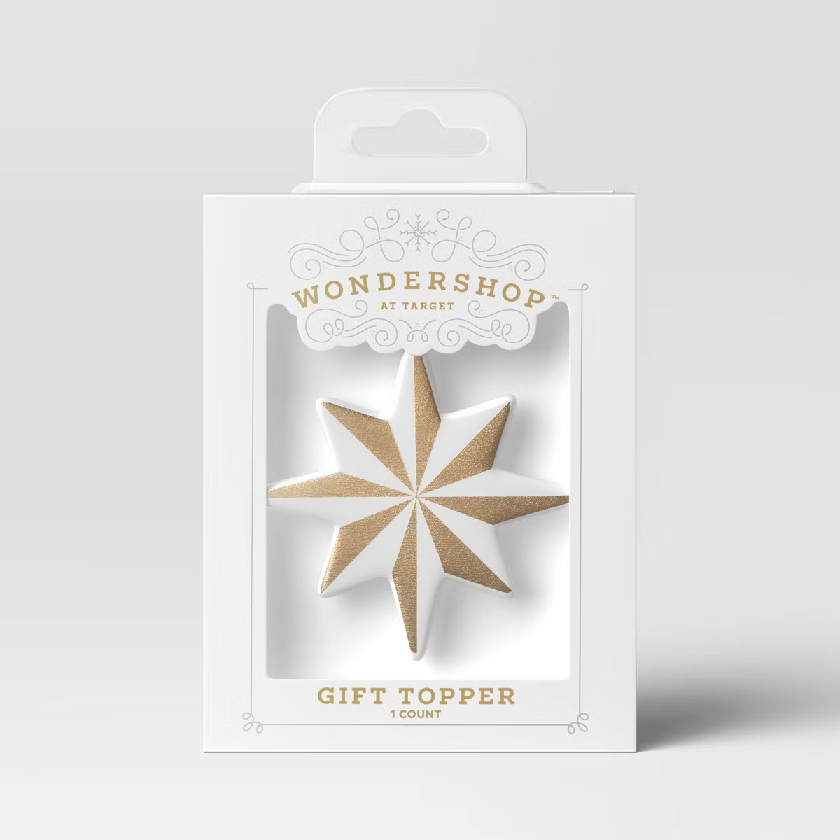 Ceramic 8-Point Star Christmas Gift Topper Gold/White - Wondershop™ | Target