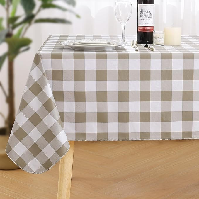 misaya Rectangle Waterproof Vinyl Table Cloth, Buffalo Flannel Backed Tablecloth, Wipeable Plasti... | Amazon (US)