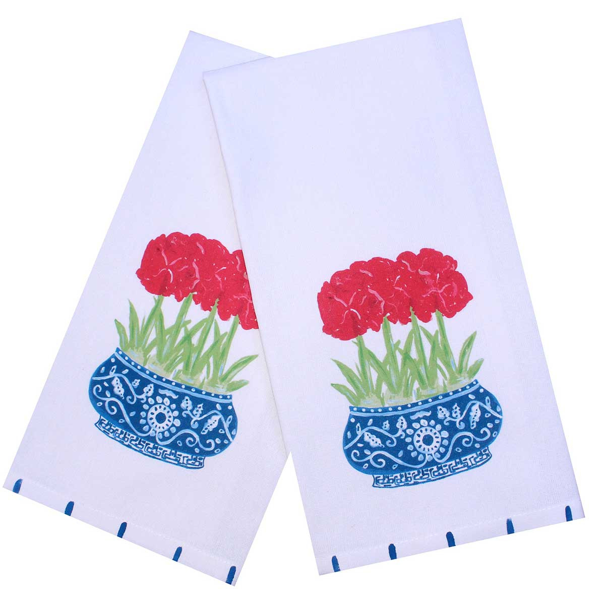 Red Amaryllis Chinoiserie Tea Towel | Lemondaisy Design
