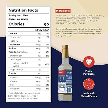 Torani Coconut Syrup for Drinks, Flavoring for Coffee and Cocktails, Pump Included, 25.4 Oz | Amazon (US)