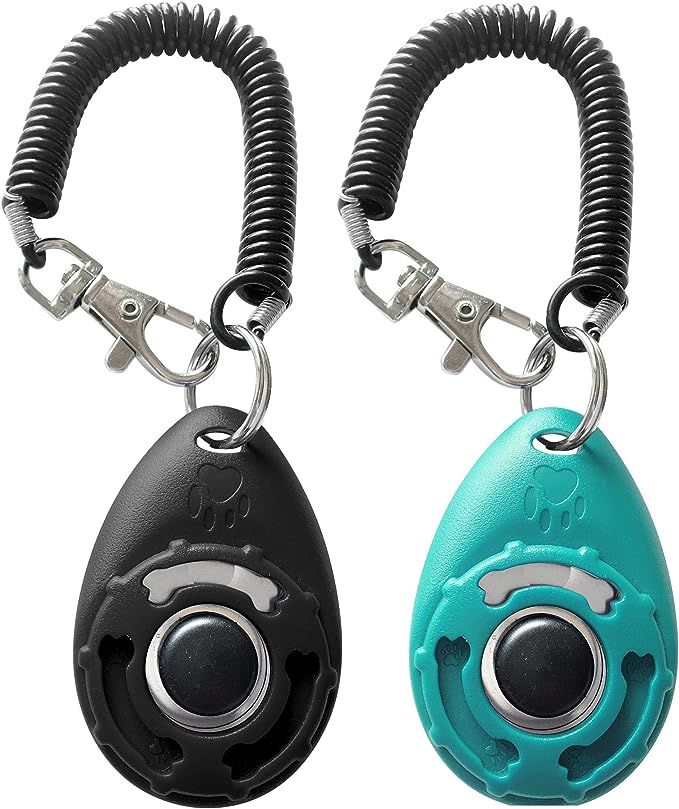 HoAoOo Pet Training Clicker with Wrist Strap - Dog Training Clickers (New Black + Blue) | Amazon (US)