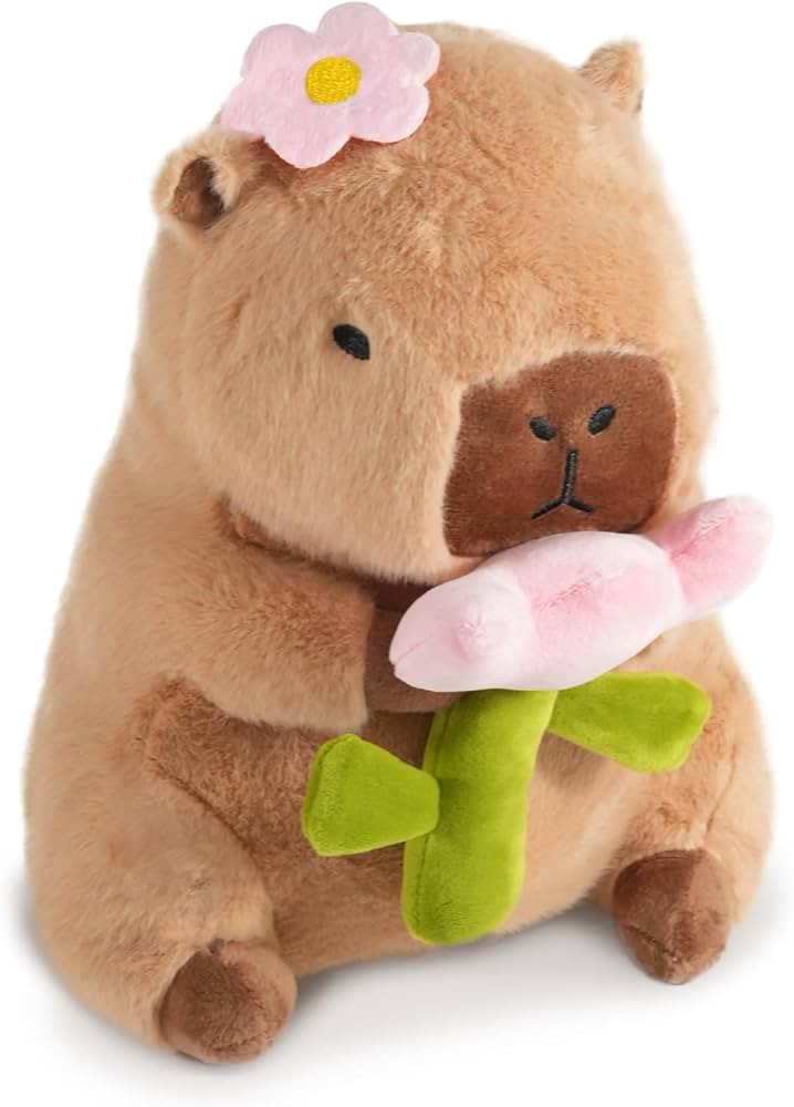 Flower Capybara Plush, Cute Capybara Plush Pillow Kawaii Flower Stuffed Aniamls Capybara Plushies... | Amazon (US)