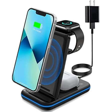 WAITIEE Wireless Charger 3 in 1, 15W Fast Charging Station for Apple iWatch 6/5/4/3/2/1,AirPods Pro, | Amazon (CA)