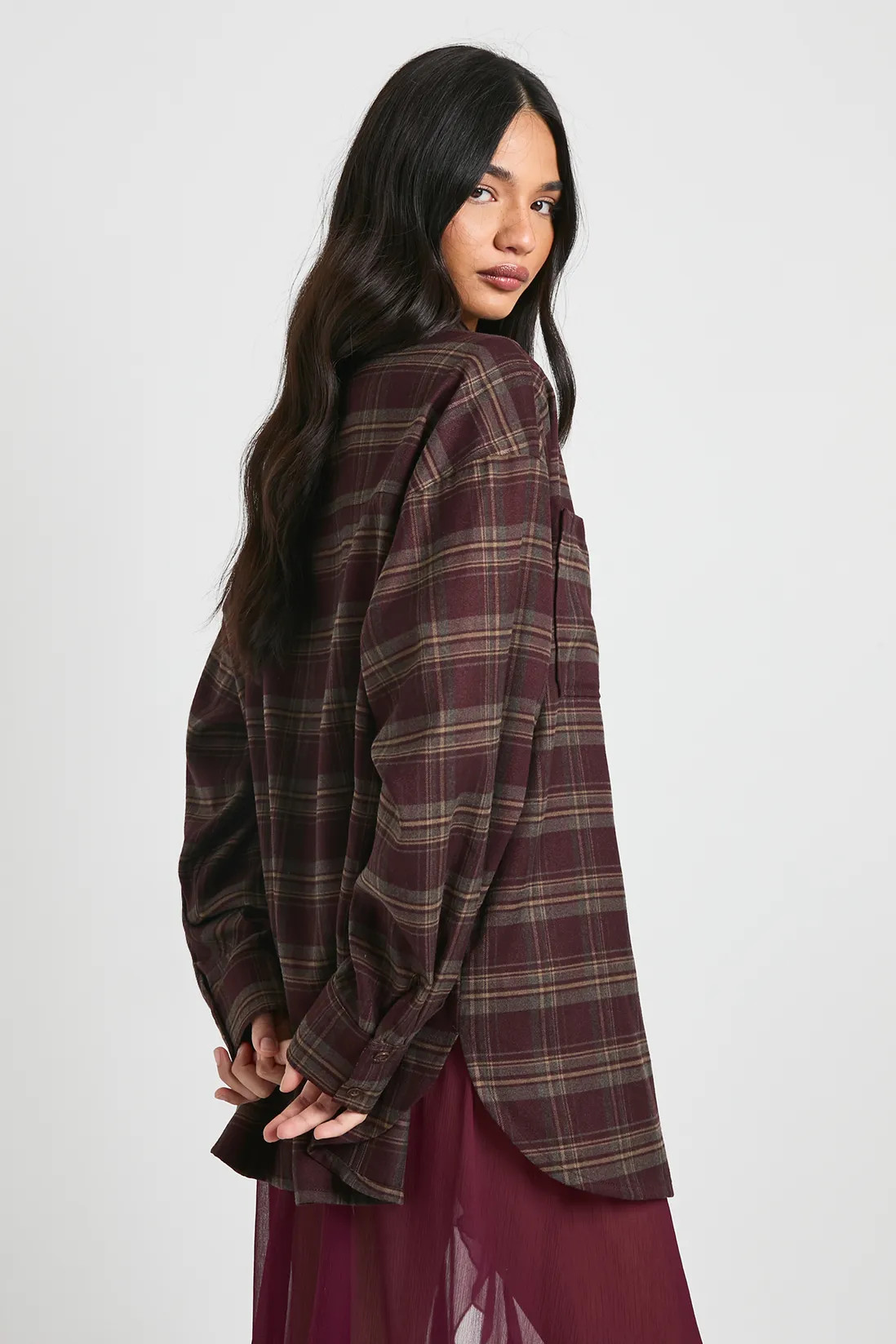 Oversized Utility Check Shirt | Boohoo.com (UK & IE)
