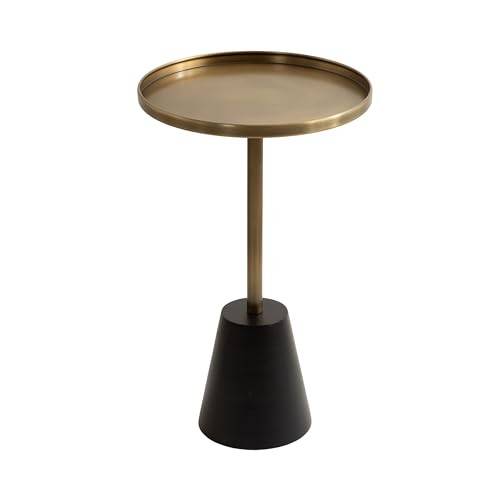 Kate and Laurel Tira Modern Glam Round Side Table with Sturdy Base, 14x14x24, Brass and Black | Amazon (US)