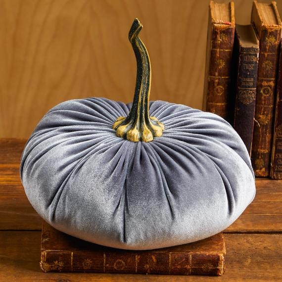 Extra Large Velvet Pumpkin Gray, home decor trend, Fall wedding centerpiece, modern rustic weddin... | Etsy (US)