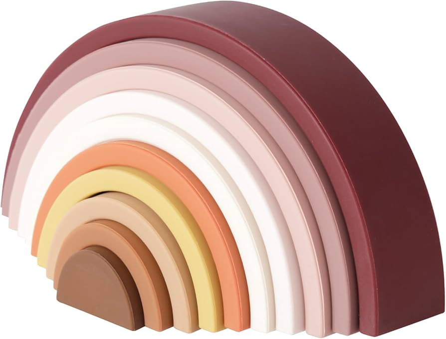 BESSENTIALS Silicone Stacking Rainbow, Silicone Baby Stacking Toys, Preschool Toys Boho Baby Toys... | Amazon (US)