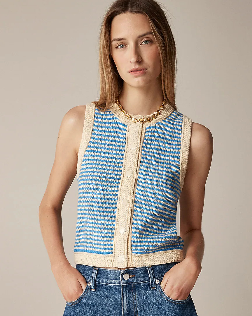 Cropped sweater shell in stripe | J. Crew US