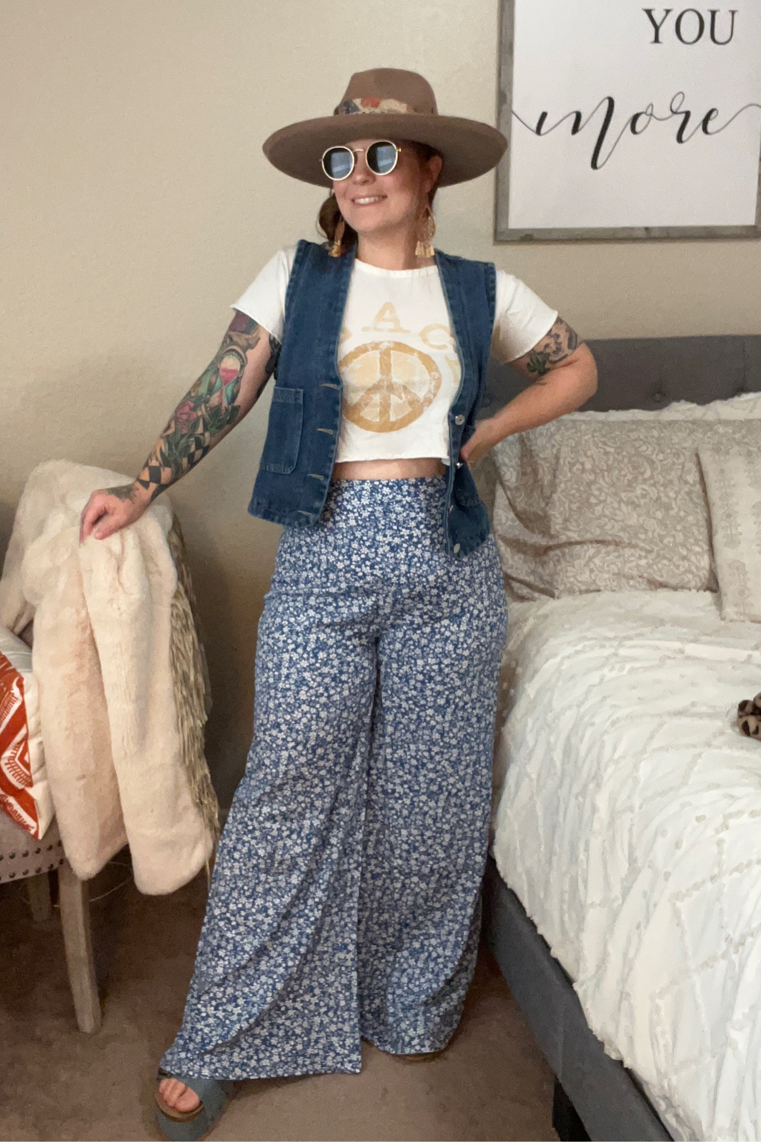 Nothing beats a good pair of wide leg boho pants!! The ditsy floral print adds a cute feminine touch! I sized up to the large in these as they have no stretch and the large fits perfect!! 

#LTKStyleTip #LTKSeasonal #LTKFindsUnder50
