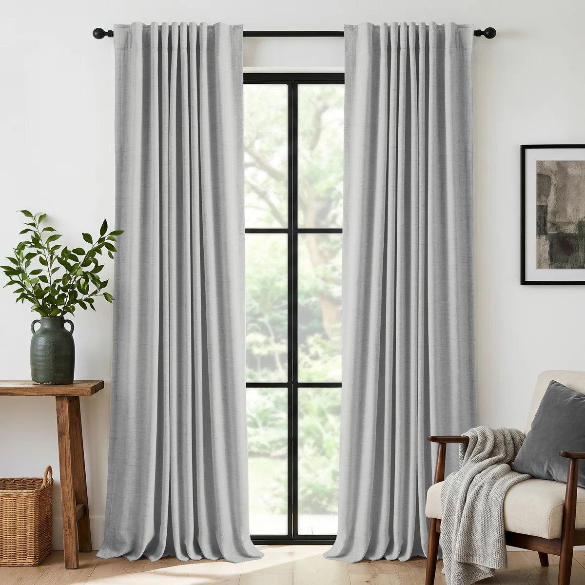 Graciella Thermal Insulated Faux Linen Textured 100% Blackout Curtains for Bedroom Living Room Ba... | Wayfair North America