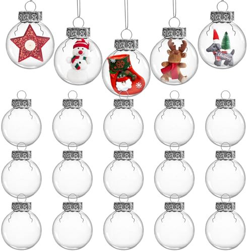 JOHOUSE 20PCS 2 Inch Clear Christmas Ornaments, 5cm Clear Plastic Ornament for Crafts,Christmas Tree Decoration Ornaments for Xmas Party Home Office Holiday Decor | Amazon (US)